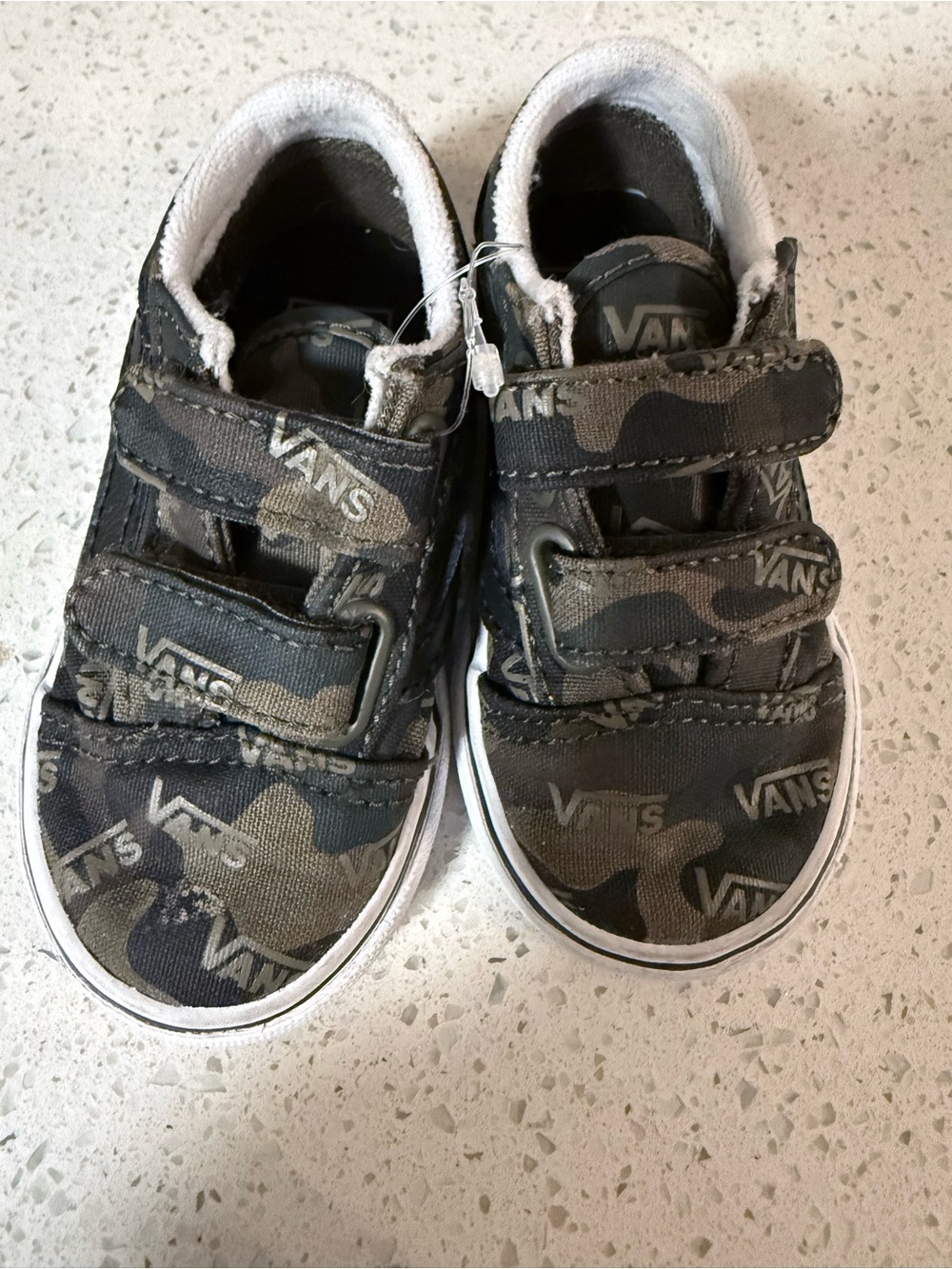 Vans Toddler Kids Camouflage Velcro Sneakers - Black/Olive Green